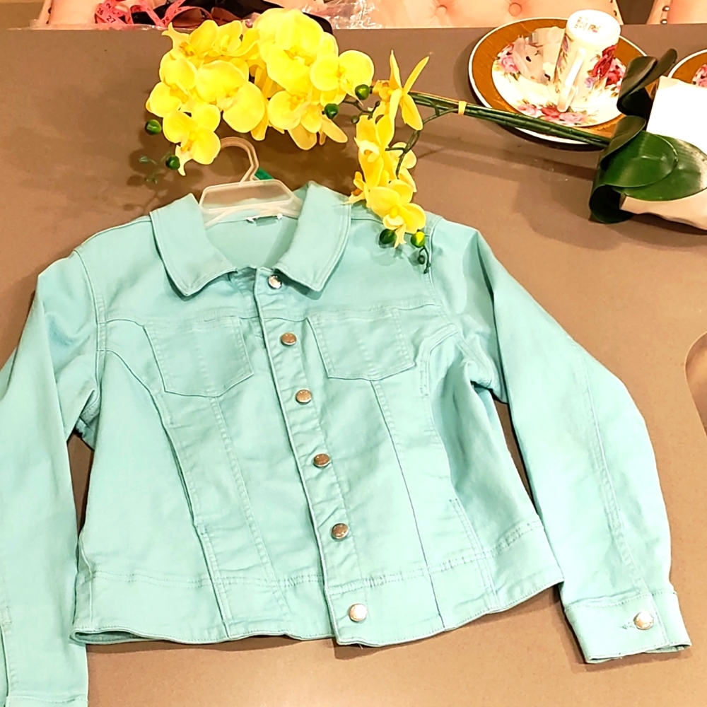 Aquamarine Stretch Denim Jacket